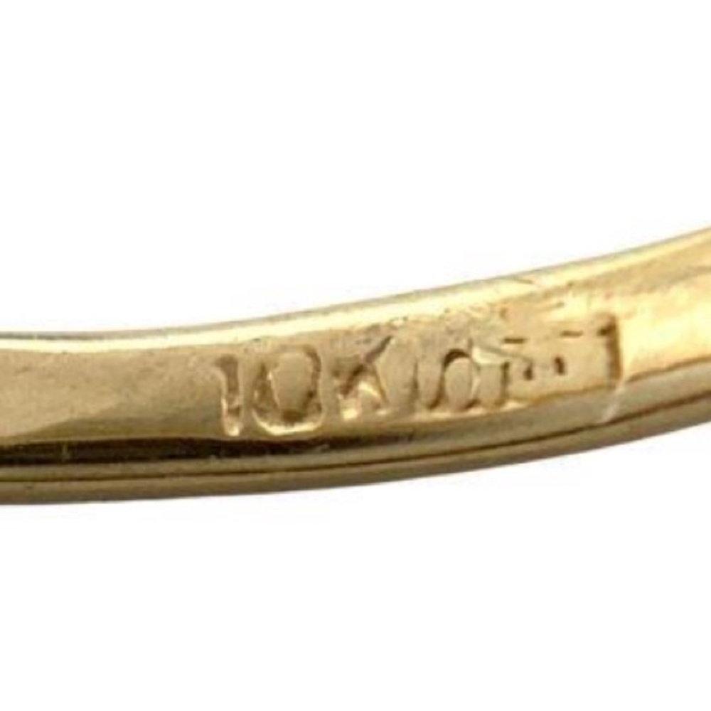 Antique Victorian Forget-Me-Not Enamel Ring, 10K Gold, Mine Cut Diamond, c.1880s - Picture 8 of 10